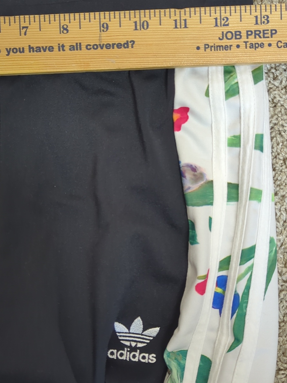 Adidas Black Track Pants with Floral-Stripe Side Panels - Picture 9 of 10